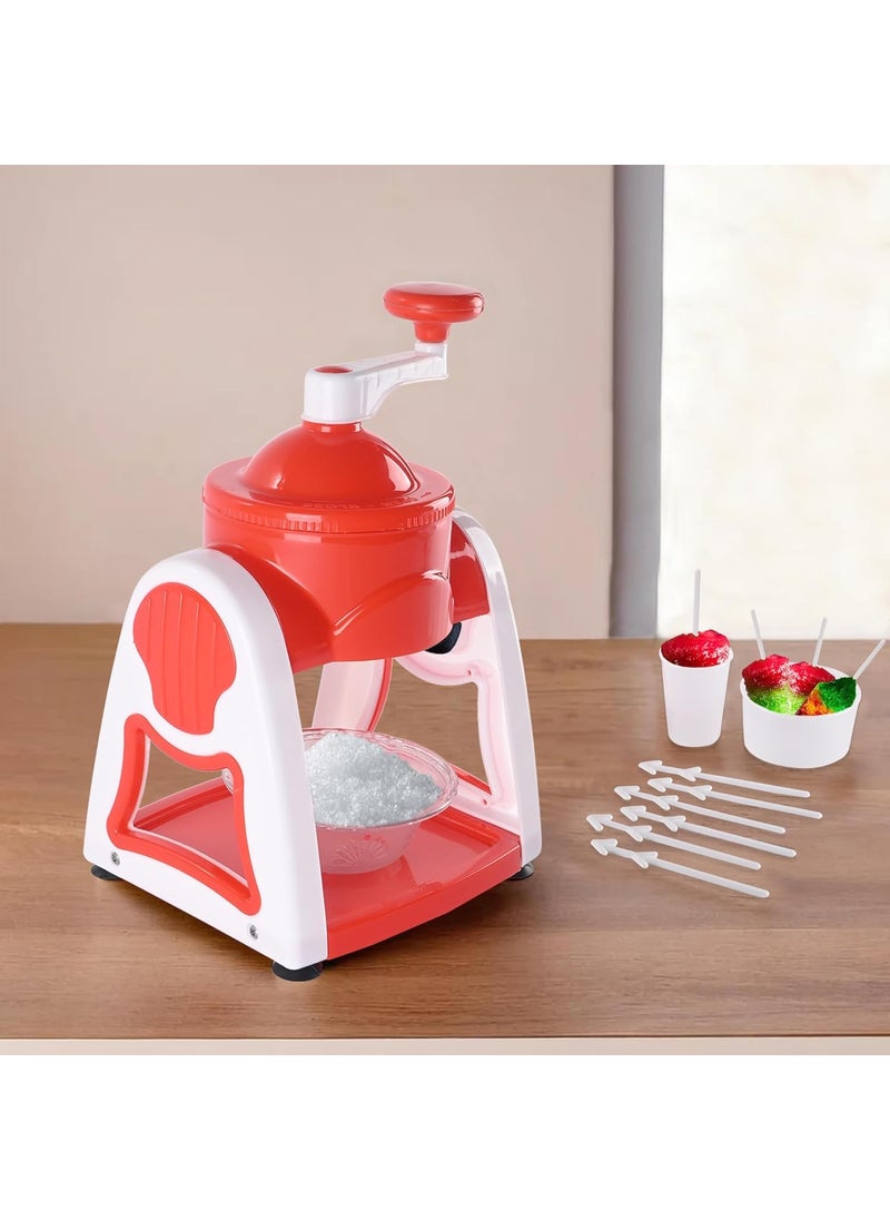 ACUDY ACUDY Manual Ice Gola Slush Maker Machine with Sharp Blades Ice Crusher Snow Grinder Includes 3 Bowls 1 Glass 6 Sticks and 1 Dish Baraf ka Gola Maker  - Image 1