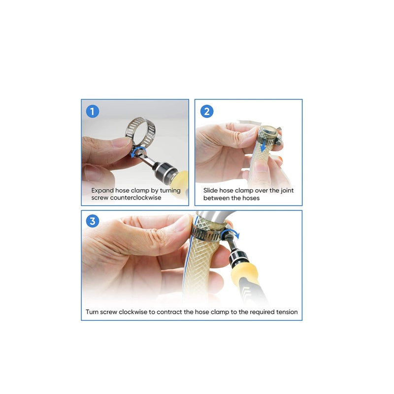 SOLARAE مجموعة مشابك الخرطوم - 1/4''–1-1/8'' مشابك خرطوم من الفولاذ المقاوم للصدأ 304 مع تروس دودية لخطوط الأنابيب، المبرد، السباكة، الأنابيب وخط الوقود (40 قطعة) - Image 3