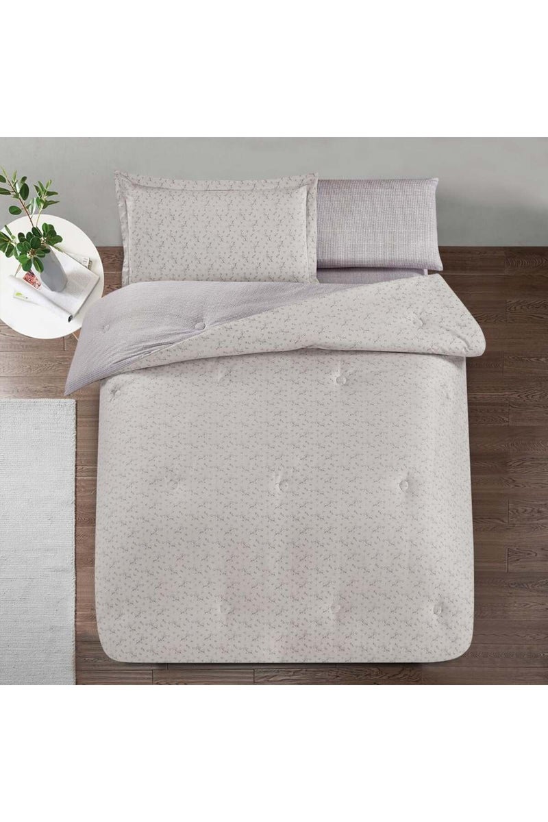 ميلين طقم مفرش سرير صيفي مفرد ونص قطن 100% - 4 قطع – يناسب سرير بمقاس 200x120 - نولين -رمادي - Image 2