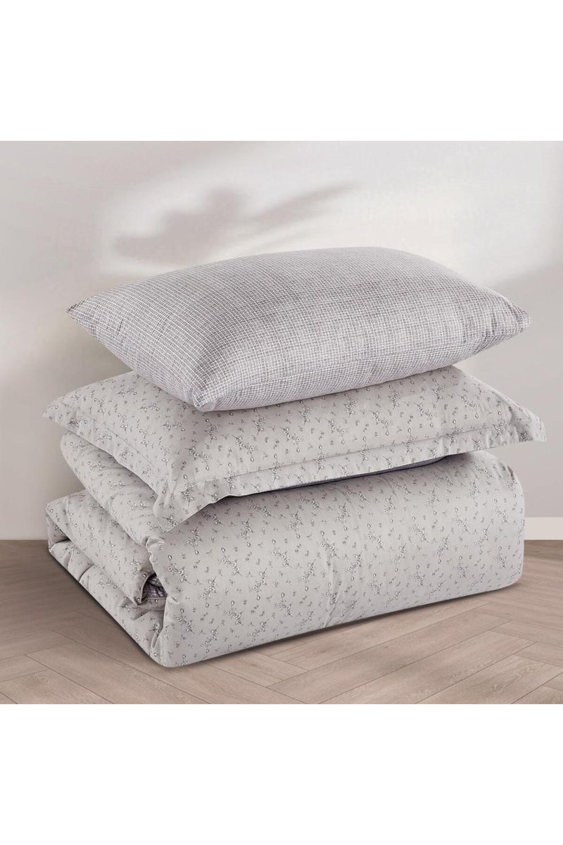 ميلين طقم مفرش سرير صيفي مفرد ونص قطن 100% - 4 قطع – يناسب سرير بمقاس 200x120 - نولين -رمادي - Image 5