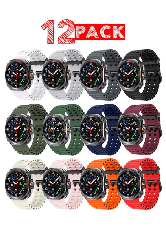CATANES 12 pack of Band for Samsung Galaxy Watch 7 Ultra Soft Silicone  Adjustable, Sweat-Resistant, and Stylish  - Image 2