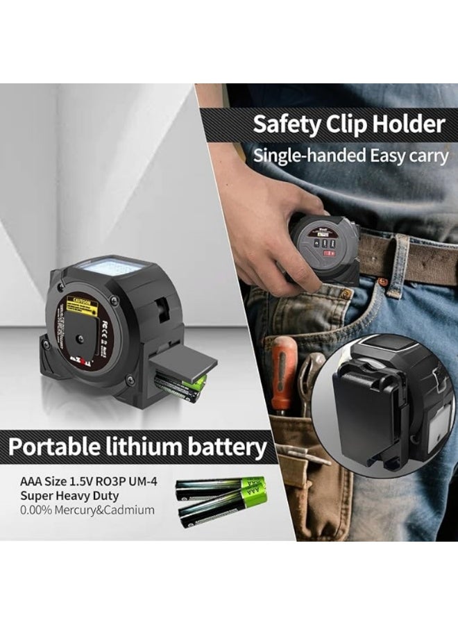 M MIAOYAN This 3-in-1 laser measuring tape combines a laser measuring tape and a woodworking measuring tape, featuring crosshairs for measuring area and volume. Units can be selected in feet/feet + inches/inches/meters. Suitable for decoration, construction, DIY furniture, etc. - Image 2