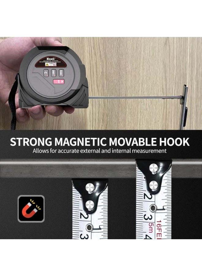 M MIAOYAN This 3-in-1 laser measuring tape combines a laser measuring tape and a woodworking measuring tape, featuring crosshairs for measuring area and volume. Units can be selected in feet/feet + inches/inches/meters. Suitable for decoration, construction, DIY furniture, etc. - Image 4