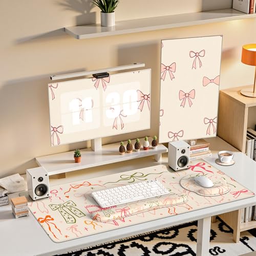 iCasso Desk Pad Mat Large Mouse Pad and Keyboard Wrist Rest Set Desk Protector Mat4in1 Ergonomic Carpal Tunnel Keyboard Pad with Wrist Support for Desktop Home Office Computer Colorful Ribbon - Image 3