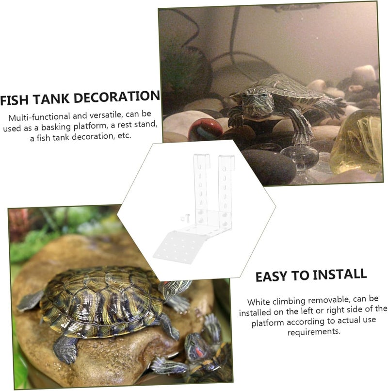1set Acrylic Turtle Basking Platform for Aquatic Turtles and Reptiles Floating Dock Climbing Ramp and Colorfast Tank Accessory - Image 2