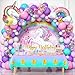 Winrayk 144Pcs Purple Unicorn Party Decorations Birthday Supplies for Girls Purple Pink Blue Balloon Arch Kit with Backdrop Tablecloth Foil Balloons Kids Rainbow Unicorn Themed Birthday Decorations - Image 2