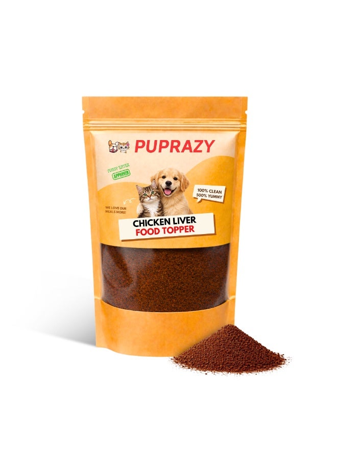 PUPRAZY Chicken Liver Powder Food Topper for Dogs & Cats | 100% Single Ingredient Dehydrated Chicken Liver | High Protein Meal Topper for Picky Eaters | Grain Free, No Preservatives - Image 1