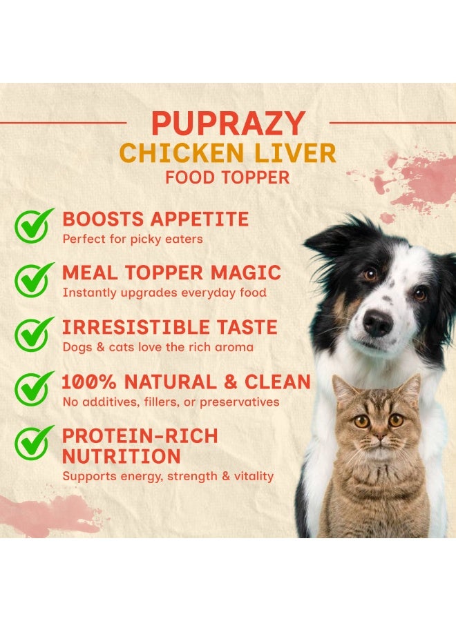 PUPRAZY Chicken Liver Powder Food Topper for Dogs & Cats | 100% Single Ingredient Dehydrated Chicken Liver | High Protein Meal Topper for Picky Eaters | Grain Free, No Preservatives - Image 2
