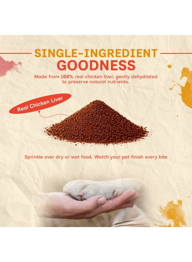 PUPRAZY Chicken Liver Powder Food Topper for Dogs & Cats | 100% Single Ingredient Dehydrated Chicken Liver | High Protein Meal Topper for Picky Eaters | Grain Free, No Preservatives - Image 4