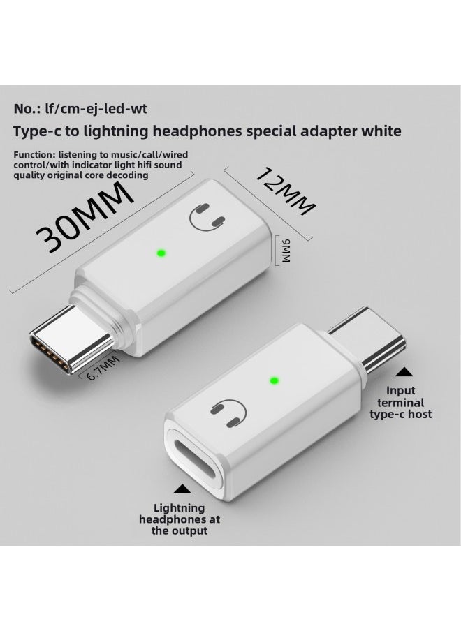 Generic - Type-c To Lighting Headset Adapter Support Mobile Phone Listening To Music Call Built-in Lossless Decoding Chip-Interface Form:C To Lightning Headset Adapter White - Image 1