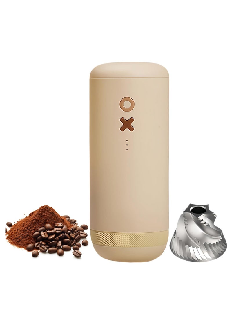 NUTTII NUTTII OX Electric Burr Coffee Grinder – Quiet, Mini, Portable, Adjustable Conical Burr Mill, Precision 20 Grind Settings for Espresso, Pour-Over, French Press Moka(Almond Cream)  - Image 1
