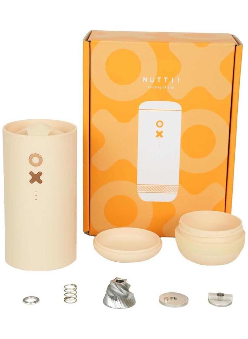NUTTII NUTTII OX Electric Burr Coffee Grinder – Quiet, Mini, Portable, Adjustable Conical Burr Mill, Precision 20 Grind Settings for Espresso, Pour-Over, French Press Moka(Almond Cream)  - Image 3