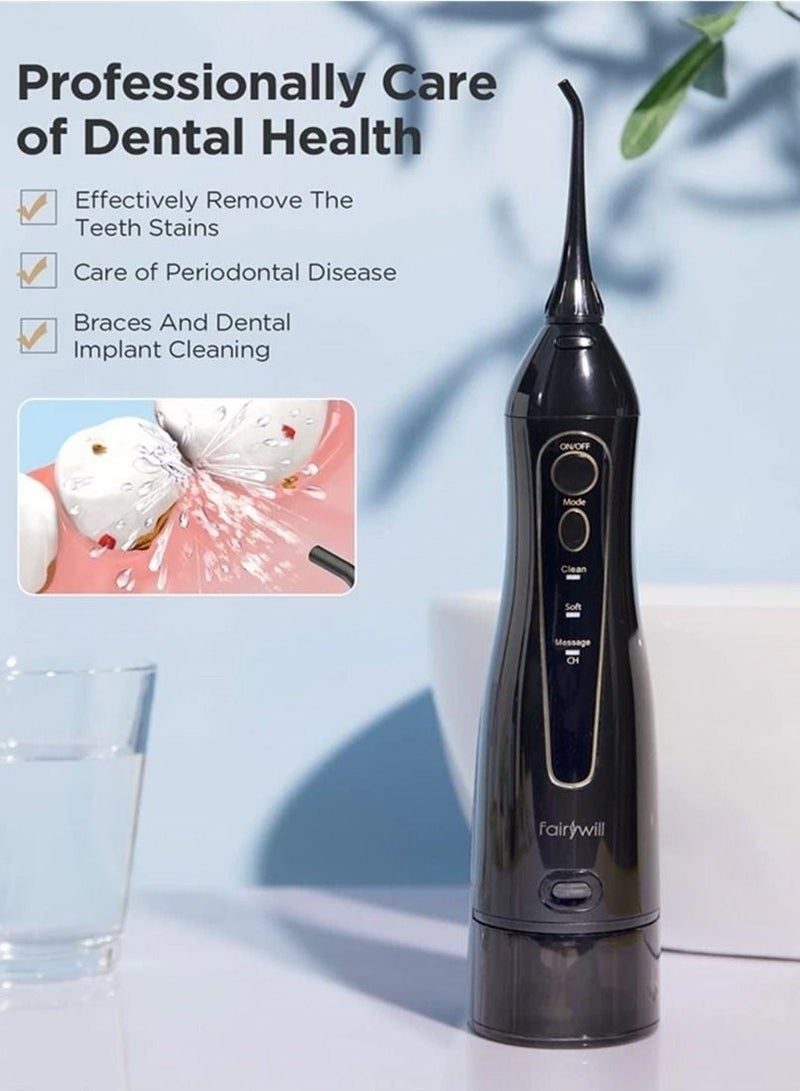 Fairywill Portable Oral Irrigator USB Rechargeable Dental Water Flosser Jet Irrigator Dental Teeth Cleaner 3 Modes 300ML - Image 3