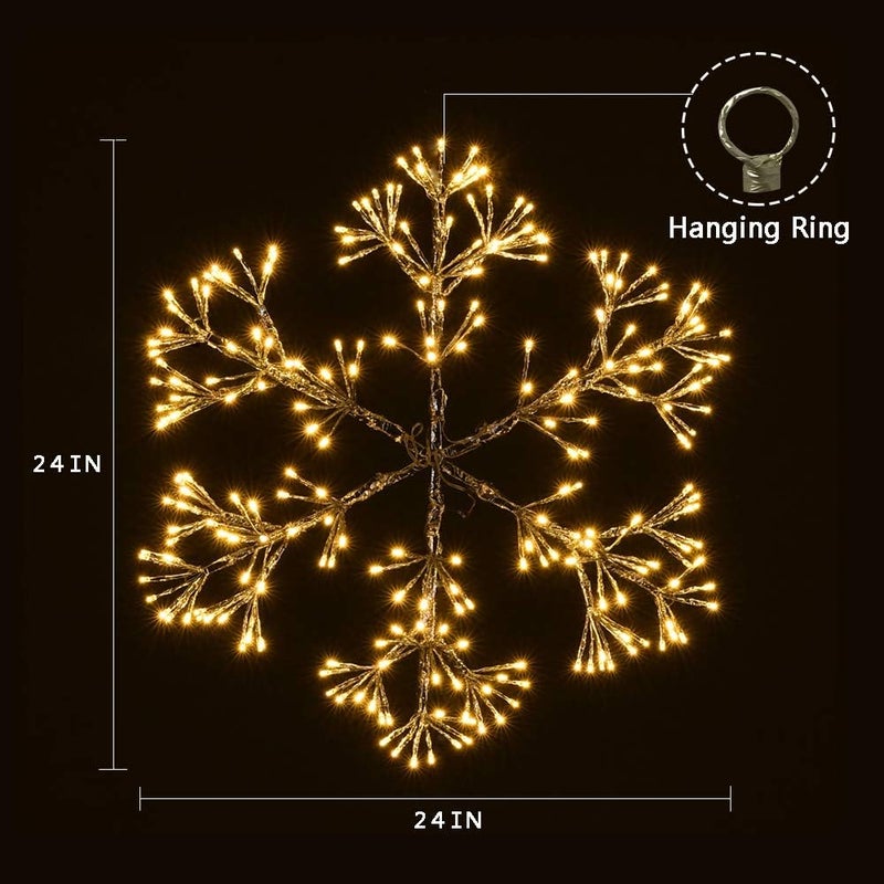 Lightshare 24Inch 240 Led Starburst Snowflake Light Twinkle and Warm White Lights Silver Finish Plug in for Home Garden DecorationWeddingBirthdayChristmasHolidayParty Decoration Extra Screws - Image 2
