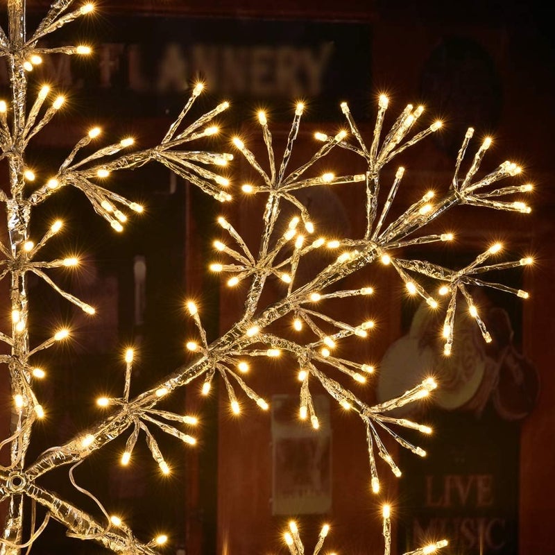 Lightshare 24Inch 240 Led Starburst Snowflake Light Twinkle and Warm White Lights Silver Finish Plug in for Home Garden DecorationWeddingBirthdayChristmasHolidayParty Decoration Extra Screws - Image 4
