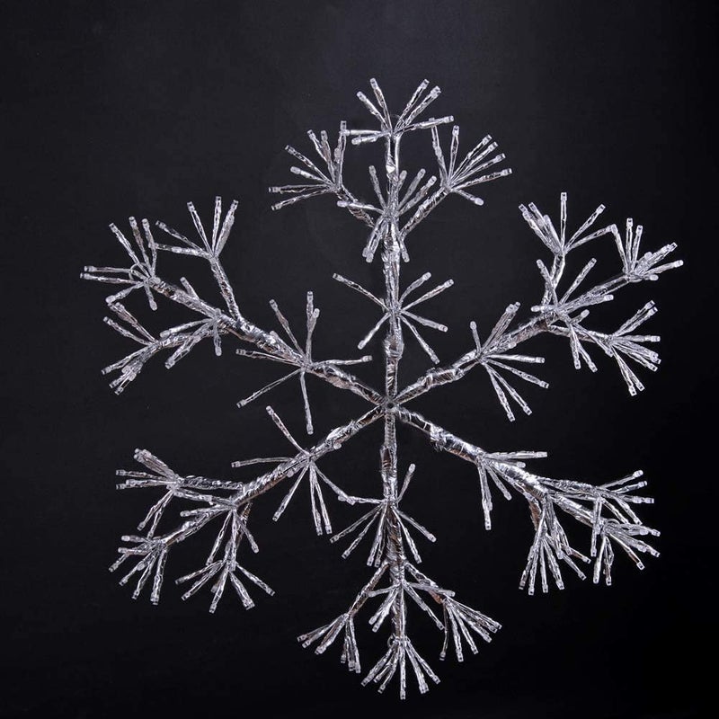 Lightshare 24Inch 240 Led Starburst Snowflake Light Twinkle and Warm White Lights Silver Finish Plug in for Home Garden DecorationWeddingBirthdayChristmasHolidayParty Decoration Extra Screws - Image 3