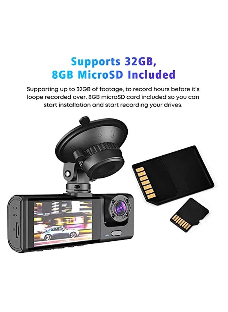 OIMG - Dash Camera For Cars 3 Camera Recording Super Night Vision Dash Cam Front And Rear With 32G SD Card 1080P Car Dashboard Camera With G-Sensor Parking Monitor Loop Recording - Image 1