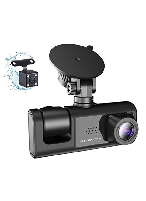 Dash Camera For Cars 3 Camera Recording Super Night Vision Dash Cam Front And Rear With 32G SD Card 1080P Car Dashboard Camera With G-Sensor Parking Monitor Loop Recording