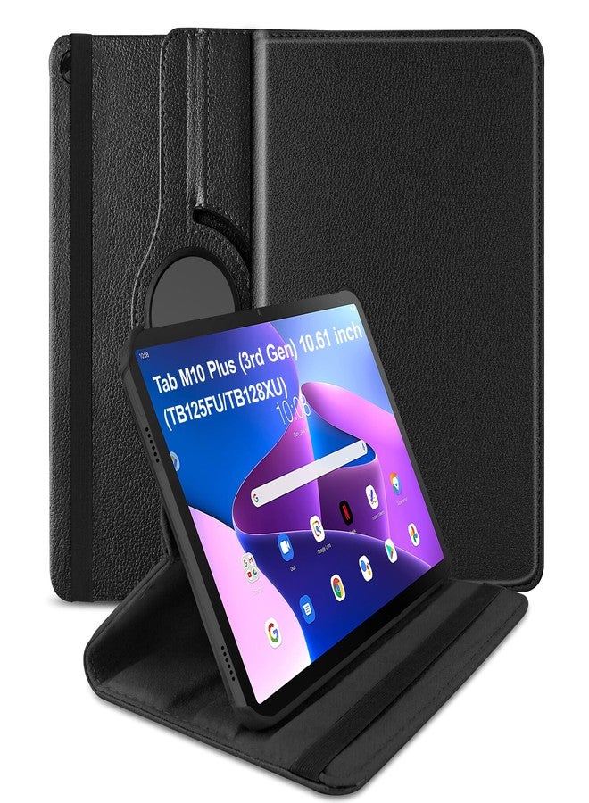 TGK 360 Rotatable Smart Flip Case Cover for Lenovo Tab M10 Plus 3rd Gen 10.6 Inch TB125FU TB128XU (Black) - Image 1