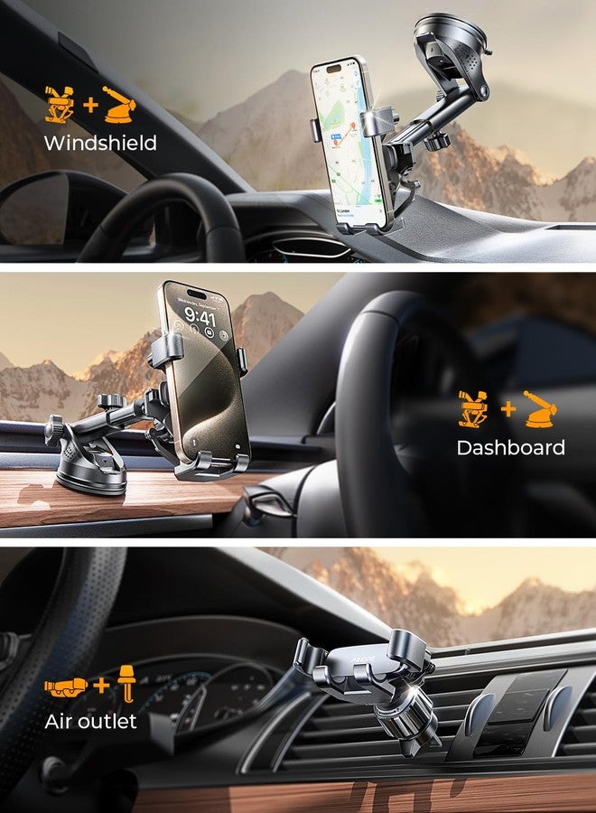Ainope حامل هاتف AINOPE للسيارة 3-1 حامل هاتف جاذبية للسيارة لحامل الهاتف على لوحة القيادة أو الزجاج الأمامي أو فتحة التهوية للسيارة لهواتف iPhone 15 Pro Max 14 13 12 وجميع الهواتف - Image 2