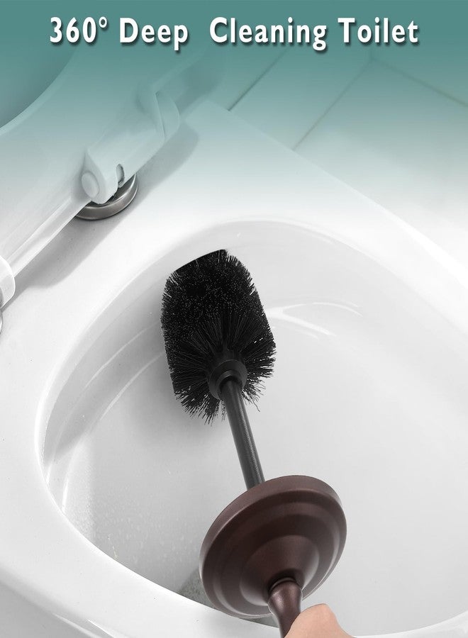 Hioflyme Bronze Toilet Brush and Holder Set, Stainless Steel Toilet Brush for Bathroom,Heavy Duty Bronze Toilet Bowl Brush and Holder,Deep Cleaning Modern Toilet Cleaner Brush -Space Saving, Covered Brush - Image 2