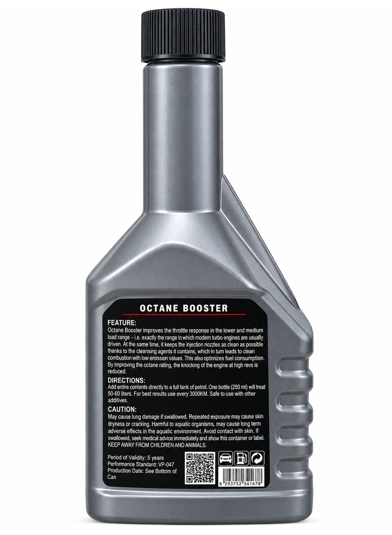 فولفيك محسن أوكتان للبنزين Volvic German Octane Booster سعة 250 مل، إضافة لنظام الوقود تساعد على رفع رقم الأوكتان وتحسين استجابة المحرك وتقليل ظاهرة الطرق عند السرعات العالية، مع دعم نظافة بخاخات الوقود وتحسين الاحتراق واستهلاك الوقود، عبوة واحدة لمعالجة 50–60 لتر بنزين، تركيبة مطورة في ألمانيا - Image 2