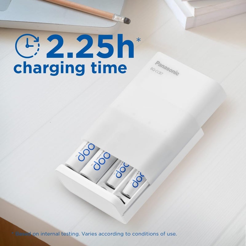 إنيلوب شاحن USB للسفر SmartPlus، لـ 1-4 بطاريات AA/AAA قابلة لإعادة الشحن، وقت شحن 2.25 ساعة، 10 ميزات أمان، USB - Image 4