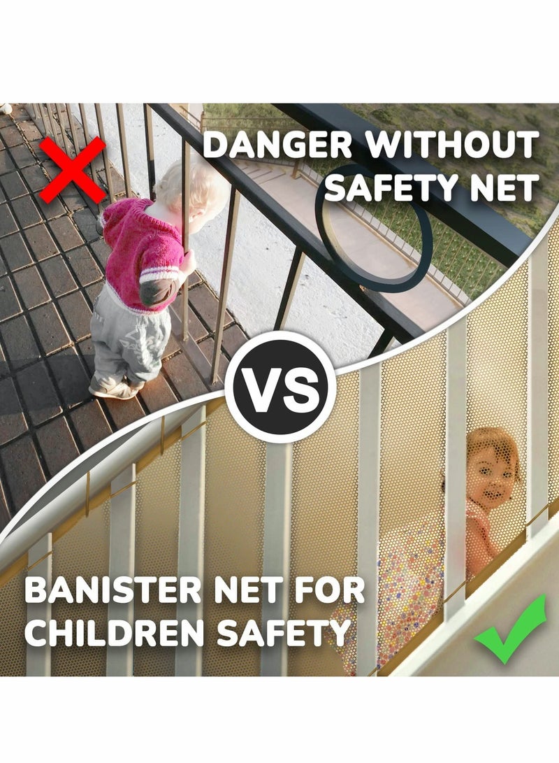 Excefore Children's Stair Net, Safety Net Baby Stair Railing Protection Net for Children, Small Pets, Toys - Indoor and Outdoor (3m*78cm) White - Image 3
