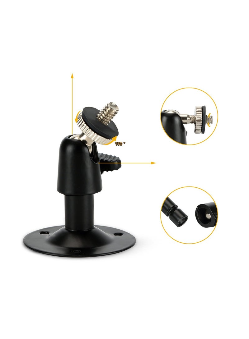 SOLARAE Security Wall Mount for Oculus Sensor Arlo, Arlo Pro, R Stick Up Cam Wired, Metal Security Camera Bracket Outdoor Indoor 360° Rotation 1/4" Screw Camera (3 Pack, Black) - Image 2
