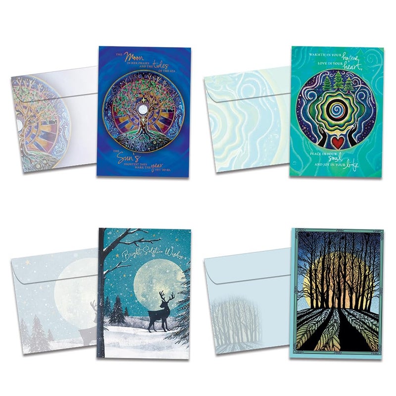 Tree-Free Greetings TreeFree Greetings Winter Solstice Cards 16 Recycled 5x7 Cards Matching Envelopes Thick Cardstock Sustainably Made in USA Peaceful Snowy Evenings - Image 2