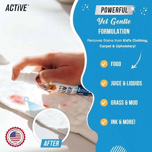 Active Messy Kids Stain Remover Spray - 3 Pack 4oz Laundry Spot Cleaner, Natural Stain Treater Spray for Baby Clothes, Toddler Clothing, Value-Size Solution for Food, Oil Stains, Great for Travel - 12 oz - Image 3