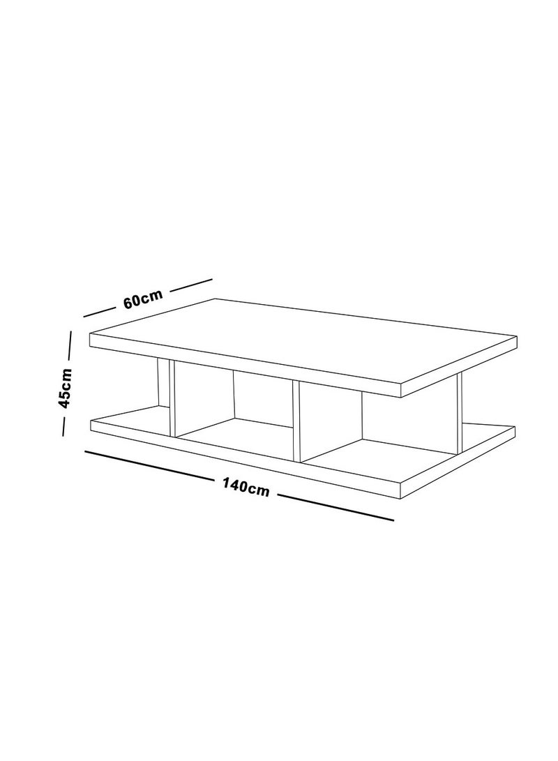 Malazhouse Coffee Table, White - MZCT019 45H x 140W x 60D – 120L x 45H x 60W - Image 3