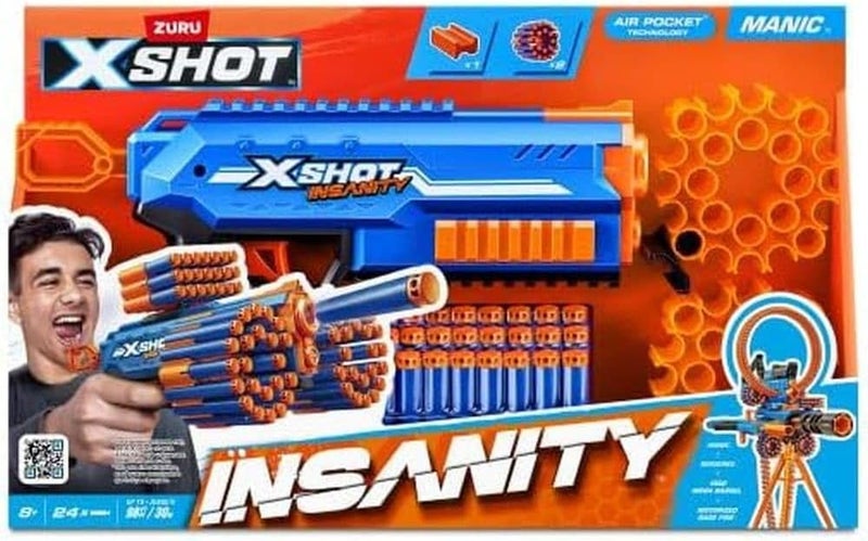 Zuru XSHOT Insanity Manic Blaster with 24 Foam Darts - Image 1