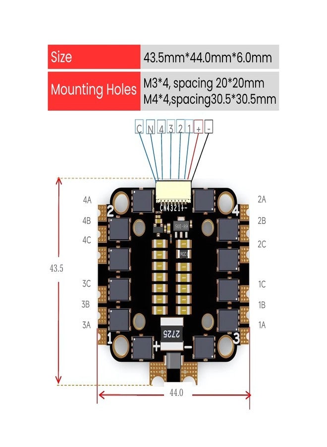 وحدة تحكم إلكترونية AERO SELFIE 45A 4in1 ESC 2-6S BL_S 30x30 لطائرات السباق بدون طيار FPV Freestyle، تدعم مدخلات 6-28 فولت، PWM، DSHOT، Oneshot، خفيفة الوزن (12.5 جرام). - Image 4