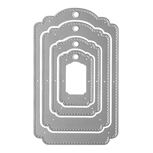 ABTOLS Metal Four Hanging Tags Cutting Dies,4Pcs/Set Label Tags Layering Die Cuts Embossing Stencils Template Mould for Card Scrapbooking and DIY Craft Album Paper Card Decor - Image 1