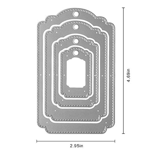 ABTOLS Metal Four Hanging Tags Cutting Dies,4Pcs/Set Label Tags Layering Die Cuts Embossing Stencils Template Mould for Card Scrapbooking and DIY Craft Album Paper Card Decor - Image 2