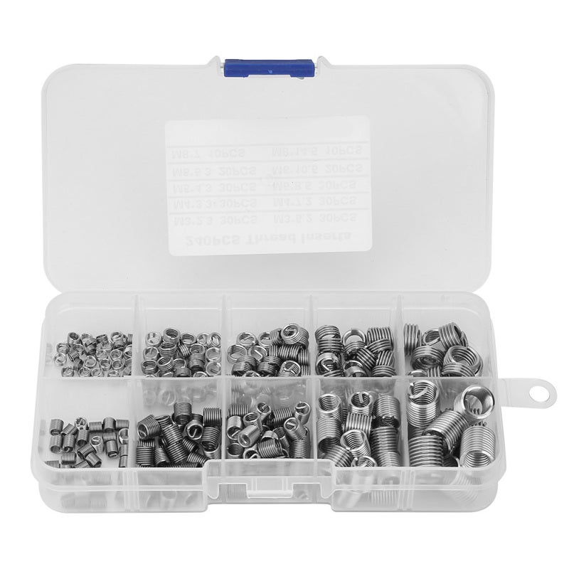 Wire Thread Insert Kit 240Pcs M3 M4 M5 M6 M8 Stainless Steel - High-Strength Diamond-Shaped Wire for Thread Repair in Automotive Parts - Image 1
