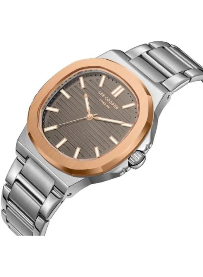 لي كوبر ساعة لي كوبر للرجال، مينا تناظري وسوار معدني، فضي