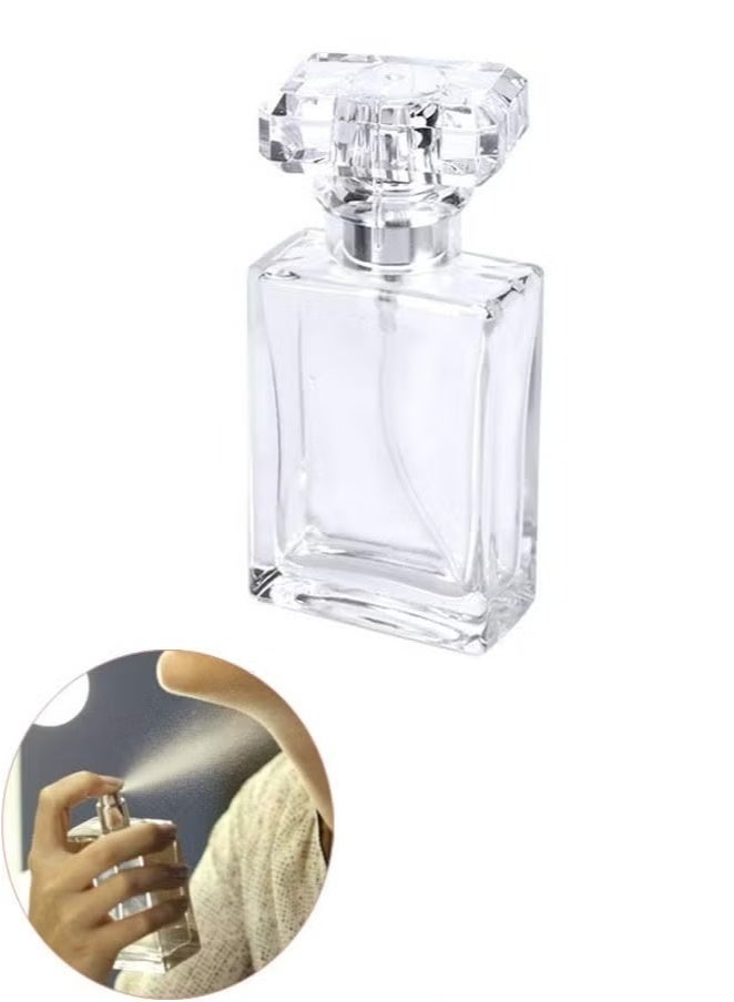 50ml Travel Refillable Perfume Atomizer Empty Glass Bottle Perfume Spray Mini Portable Bottle set (Clear) - Image 1