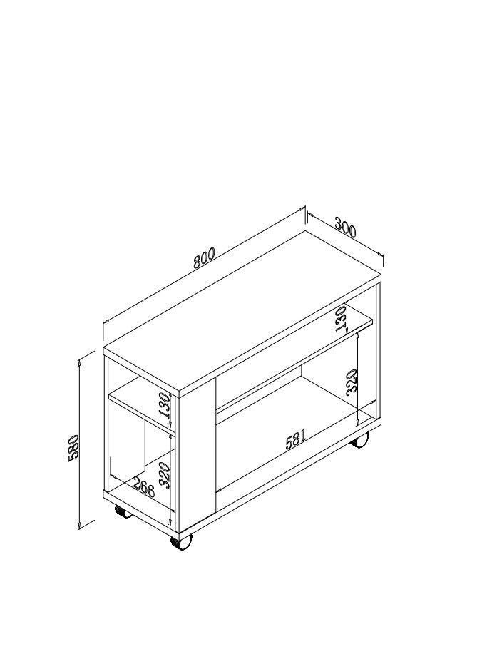 إيليفا هوم طاولة جانبية لغرفة المعيشة الحديثة مع أرفف وعجلات، بني - Image 5