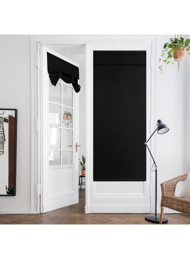 HOMEIDEAS HOMEIDEAS Black French Door Curtains Privacy Blackout Door Curtains, 26 X 68 Door Blinds Curtains for Glass Door, Thermal Insulated Tie Up Shades Window Curtains for Bedroom, 1 Panel - Image 1
