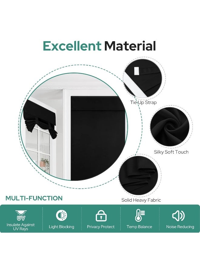 HOMEIDEAS HOMEIDEAS Black French Door Curtains Privacy Blackout Door Curtains, 26 X 68 Door Blinds Curtains for Glass Door, Thermal Insulated Tie Up Shades Window Curtains for Bedroom, 1 Panel - Image 5