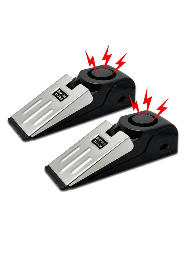 Chabeia 2 Pack Portable Door Stop Alarm, Door Stopper with 120db Loud Security Alarm, Travel Door, Doorstops Wedge Sensors Security Devices for Traveling Apartment Hotel and Home, 5.51 x 1.77 x 1.57 inches (Black) - Image 1