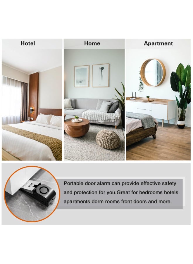 Chabeia 2 Pack Portable Door Stop Alarm, Door Stopper with 120db Loud Security Alarm, Travel Door, Doorstops Wedge Sensors Security Devices for Traveling Apartment Hotel and Home, 5.51 x 1.77 x 1.57 inches (Black) - Image 3