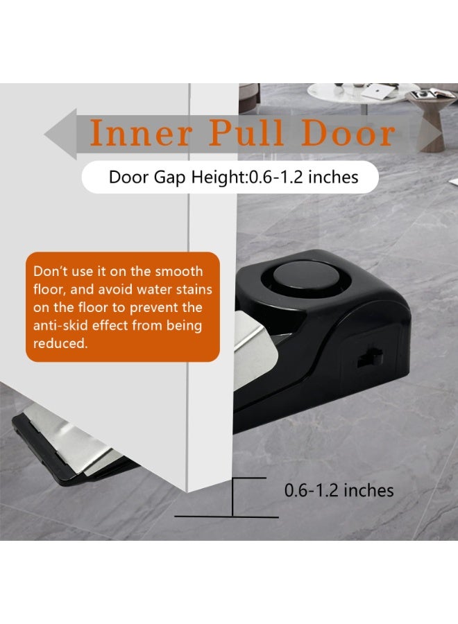 Chabeia 2 Pack Portable Door Stop Alarm, Door Stopper with 120db Loud Security Alarm, Travel Door, Doorstops Wedge Sensors Security Devices for Traveling Apartment Hotel and Home, 5.51 x 1.77 x 1.57 inches (Black) - Image 2