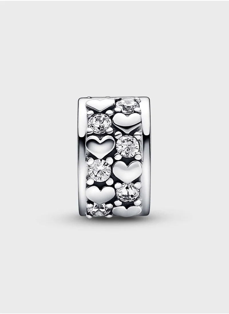 PANDORA Infinite Hearts Sparkling Clip Charm