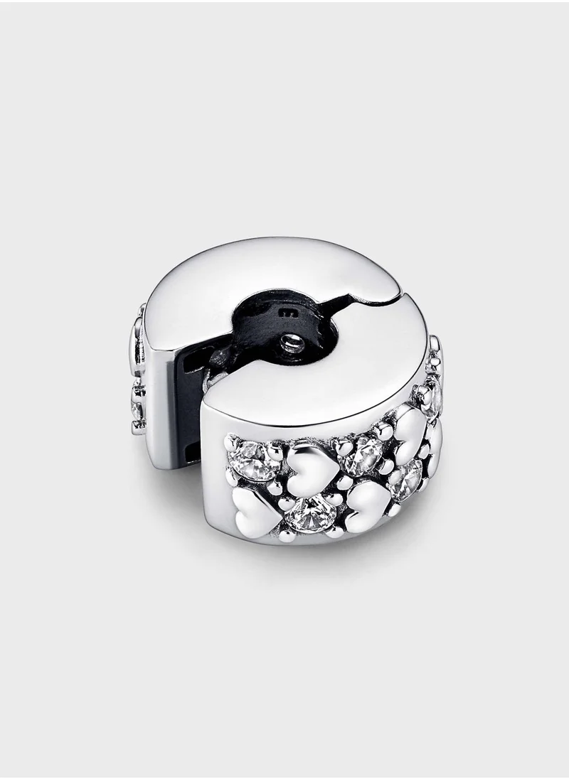 PANDORA Infinite Hearts Sparkling Clip Charm