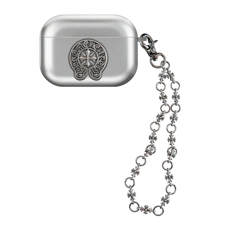 Shockproof TPU Earbud Case with Embossed Cross Pattern and Pendant - Image 1