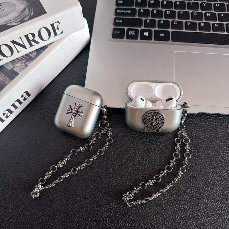 Shockproof TPU Earbud Case with Embossed Cross Pattern and Pendant - Image 5