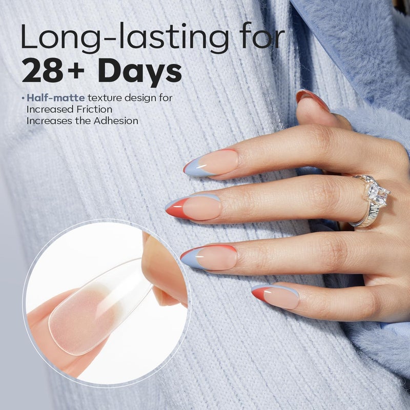 Modelones Almond Fake Nail Tips -510Pcs Medium Soft Gel Nail Tips Almond Shape Pre Etched Half Matte Full Cover Clear Acrylic Gel Kit False Press on for Extension Manicure Salon DIY at Home 15 Sizes - Image 3